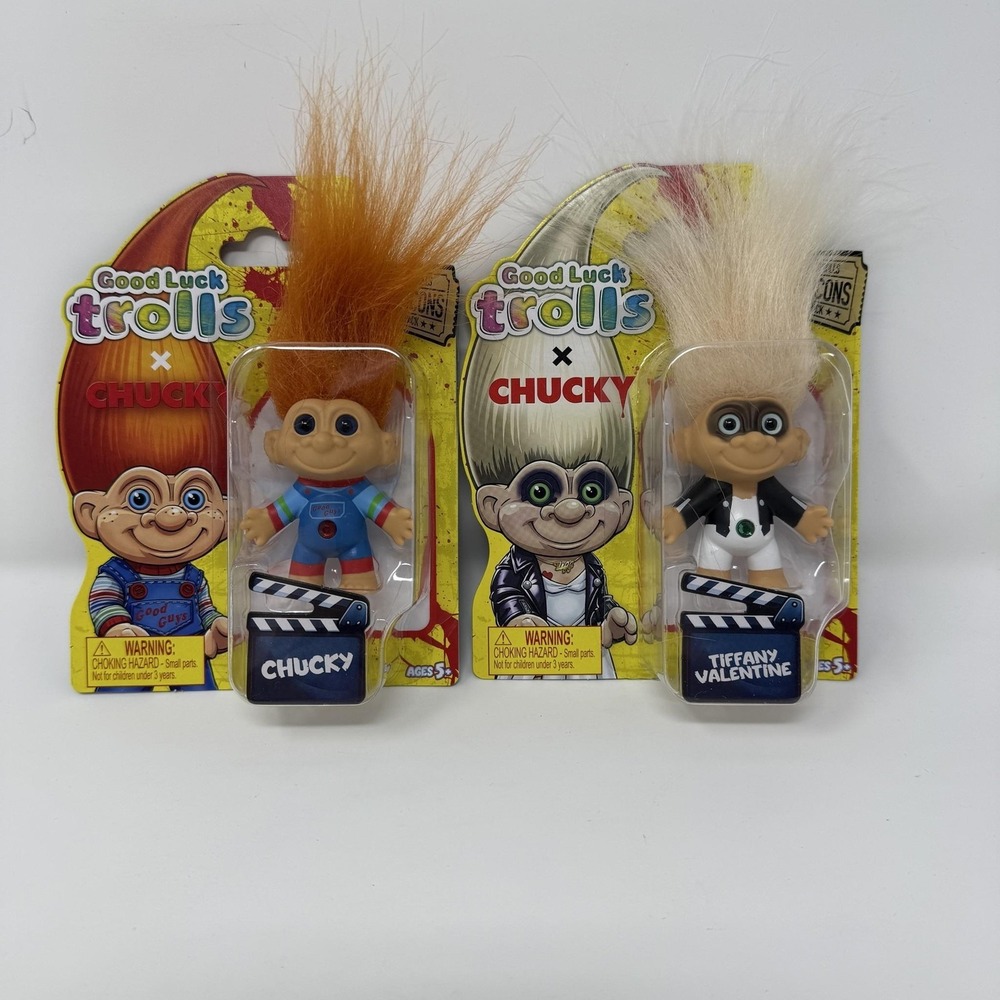 Good Luck Trolls X Chucky Chucky & Tiffany Figure Set 2pc Toy New Multicolor